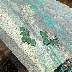 Natural Emerald 925 Sterling  Silver Earrings